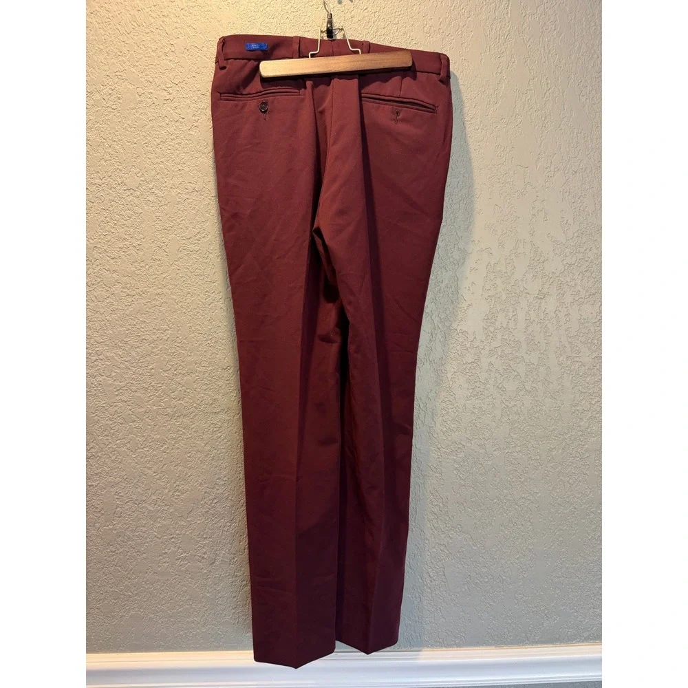 EGARA Mens Burgundy Slim Fit‎ Dress Pants Size 30x30 Polyester Rayon Spandex